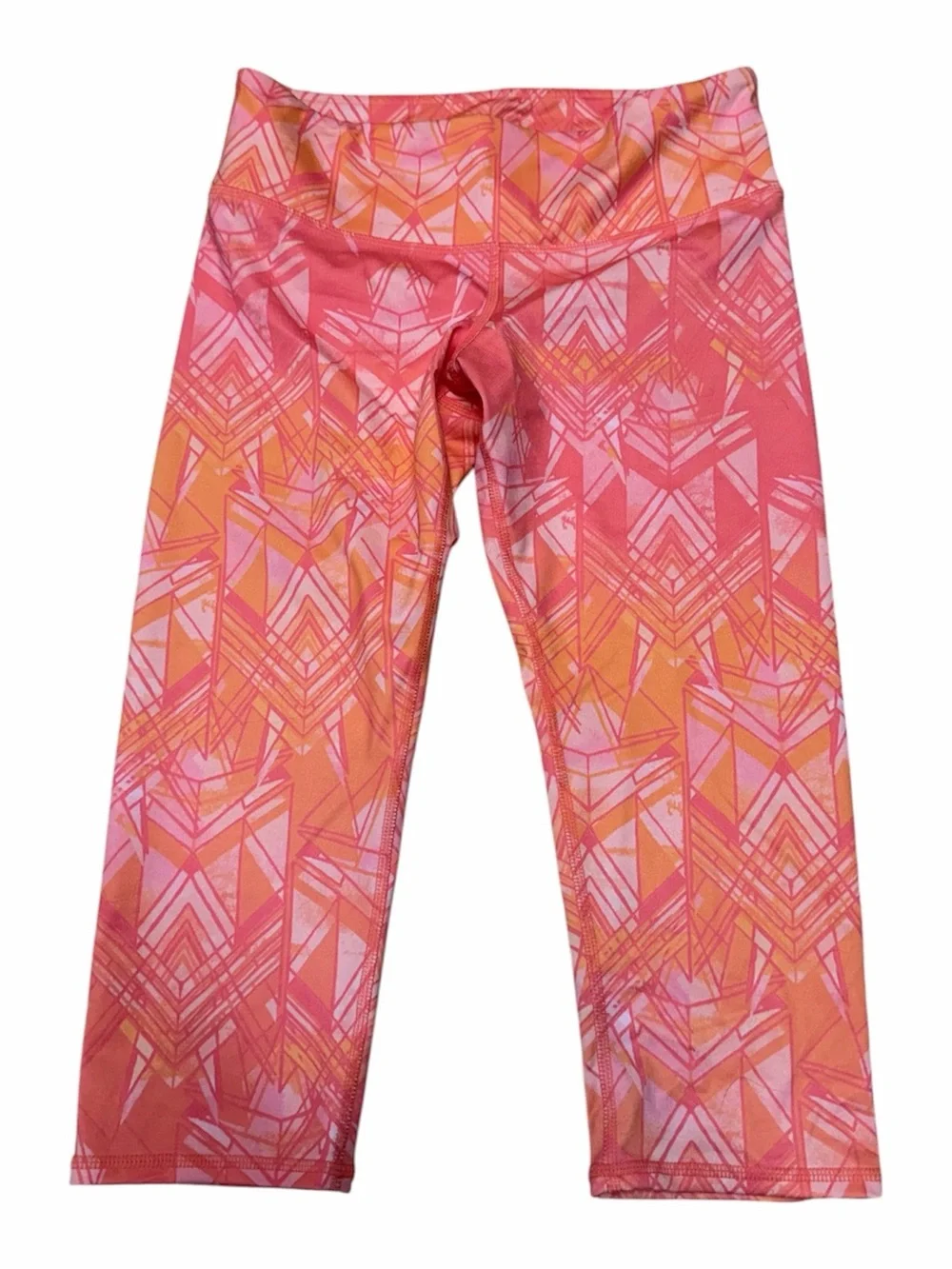 Alo Yoga Small Orange Pink Geo Print High Rise Crop Leggings Workout Yoga Gym